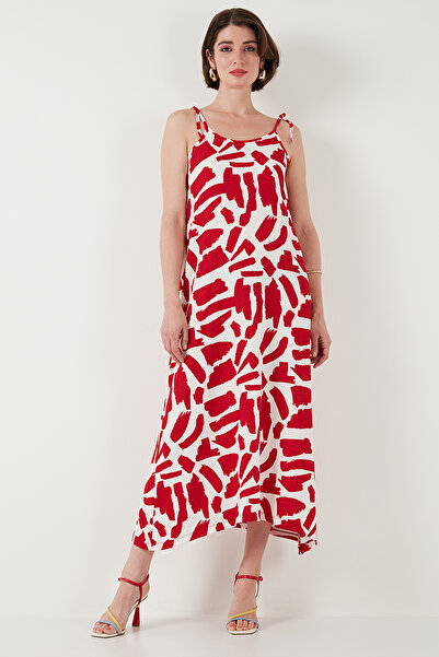 Lela Φόρεμα με μοτίβο Midi Oversize Fit με δεμένο κορδόνι με λαιμόκοψη 5869009