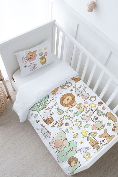 Tuğba Kuğu Baby Size Duvet Cover Set (100X150) - Iconic Series - Cute Zoo
