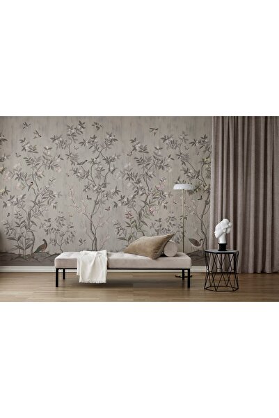 MORDENTE HOME KREM KAHVE KUŞLU ÇİÇEKLİ DUVAR KAĞIDI (İSTENİLEN ÖLÇÜDE ÜRETİLM...