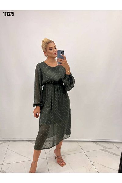 Kokosh moda Νέα σεζόν Γυναικείο φόρεμα σιφόν με λαιμόκοψη με μακρυμάνικο φόρεμα
