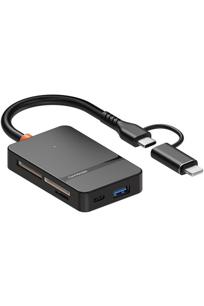 The Wlue 8in1 Multi Girişli Çevirici Adaptör Lightning / Type-C To USB A/ SD /TF /MS / Macbook Uyumlu