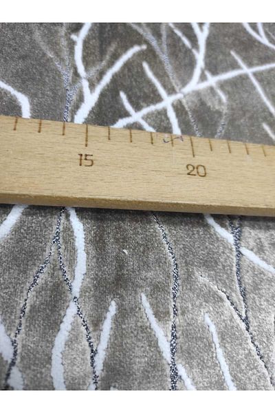 Evcimenhome ΝΕΟ προϊόν Παχύ βελούδινο ύφασμα 115cmx230cm χρώμα: μπεζ πάνω από εκρού και γκρι ρίγες