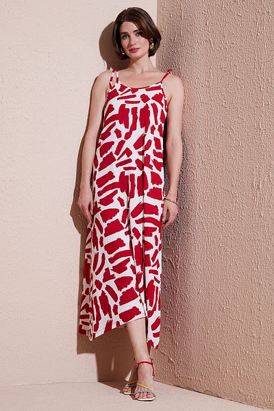 Lela Rochie cu model de lungime midi, cu croială supradimensionată, cu bretele cu frânghie, cu decolteu rotund 5869009