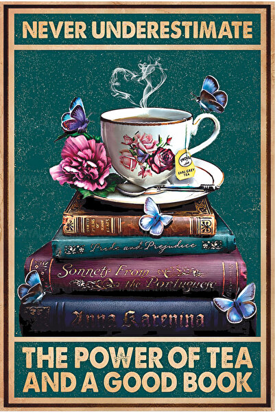 Hayat Poster çay kitap keyfi ev dekorasyon tablo retro ahşap poster