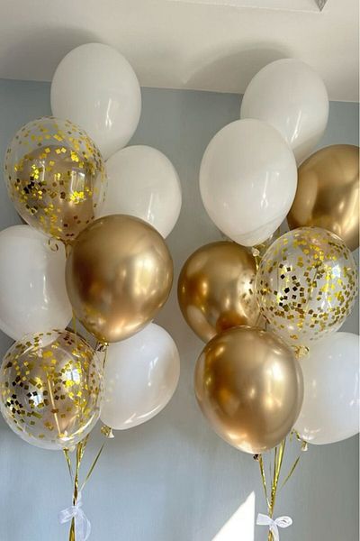 BeySüS 1 Year Old Gold White Transparent Balloon Set