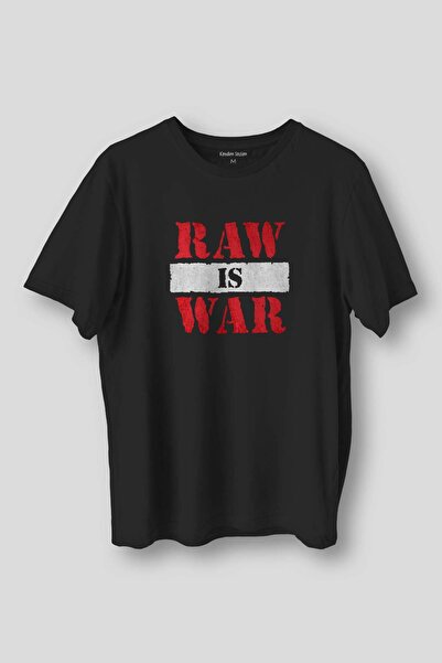 Kendim Seçtim Ανδρικό μαύρο μπλουζάκι Raw Is War Gym Sports Fighting με στάμπ...