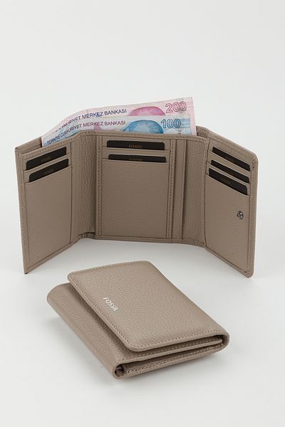 Fossil Boxed Genuine Leather Mink Women's Hand Portfolio Card Holder Wallet