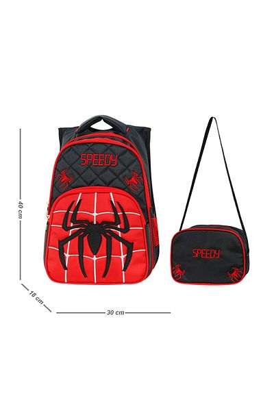 Linea Waddell 3 Compartment Primary School Bag and Lunch Box Speedy Red-Black 2018-1
