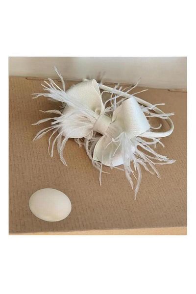 SavBrand Mother Maternity Ecru Bow Feather Crown - Special Design Hair Accessory