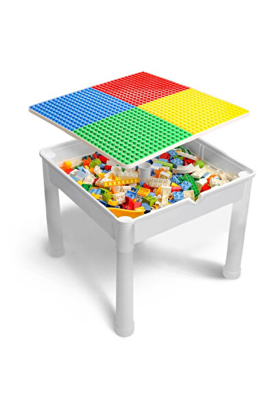 Little Story طاولة أنشطة ومكعبات 4 في 1 مع 350 مكعبًا - مقاس XL