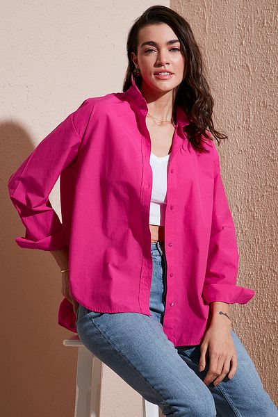 Lela Cotton Regular Fit Front Short Back Long Oval Cut Shirt Shirt Cf25S 163867