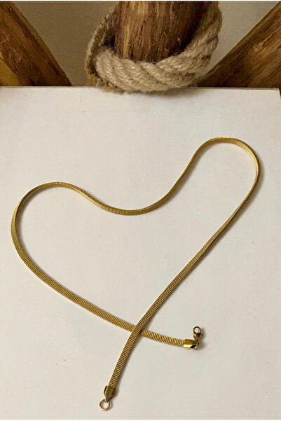 Bay hediye İtalyan Model Hasır Kordon Çelik Gold Unisex Kolye 60 cm