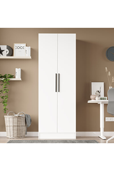 Yurudesign Nexus 2 Kapaklı Gardırop Elbise Dolabı Beyaz NS1-W