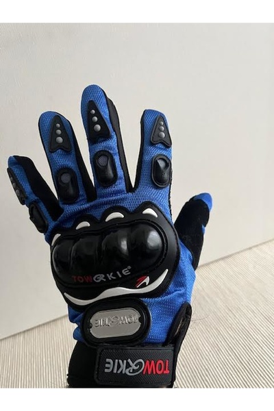 CosmoOutlet Super Protect Stretchy Fabric Blue Cycling and Motorcycle Gloves