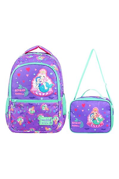 Linea Waddell 3 Compartment Primary Schoolbag and Lunchbox Mermaid Purple-Green 24204