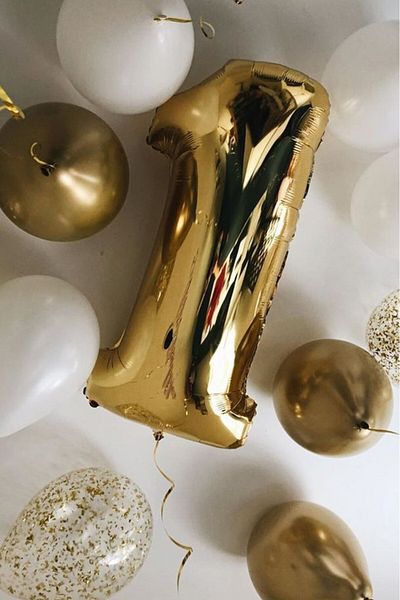 BeySüS 1 Year Old Gold White Transparent Balloon Set