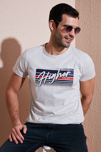 Buratti Ανδρικό μπλουζάκι - Βαμβακερό, Slim Fit, Crew Neck, Printed - 541HIGHER