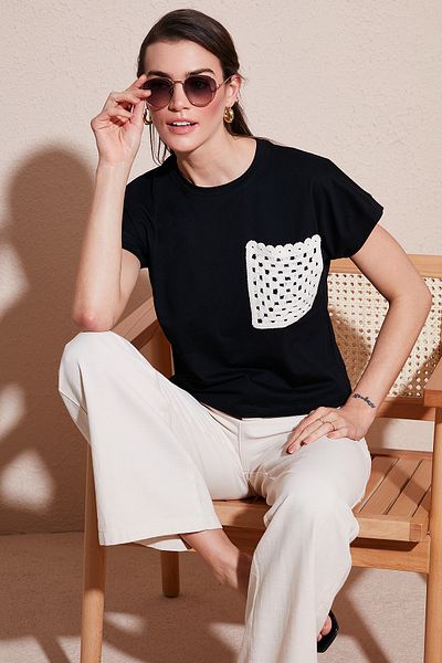 Lela Cotton Single Pocket Regular Fit Crew Neck t Shirt t Shirt 5865818