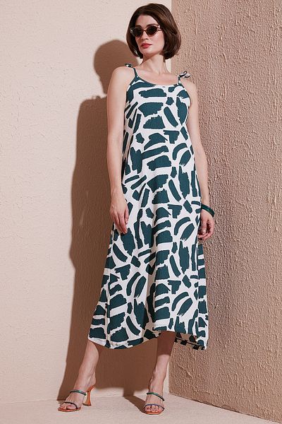 Lela Φόρεμα με μοτίβο Midi Oversize Fit με δεμένο κορδόνι με λαιμόκοψη 5869009