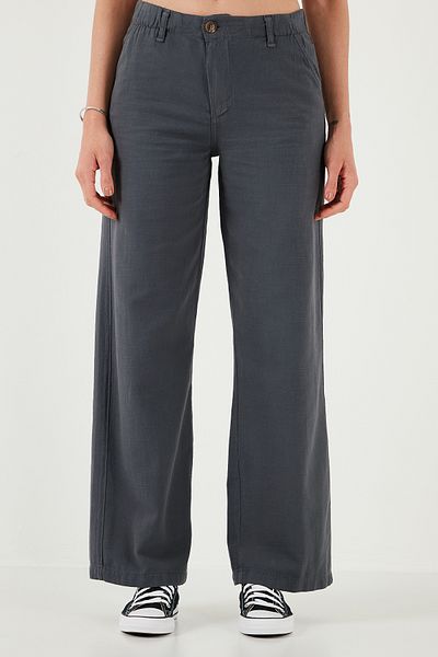 Lela Cotton Standard Fit High Waist Wide Leg Pants Pants 668Yp5193
