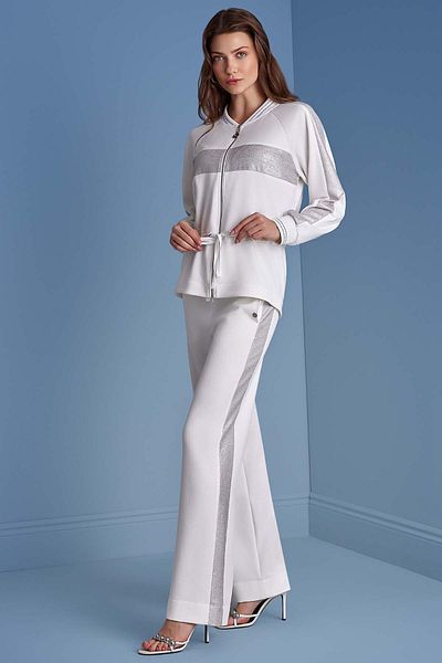 Guitar White Knitted Jacket with Raglan Sleeves