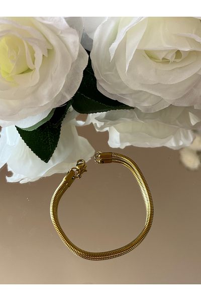 RENGARENG Gold Pipe Steel Bracelet 18cm