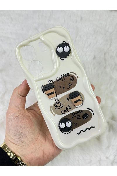 Vip Case Xiaomi Redmi 13C - حافظة كوكي ثلاثية الأبعاد بتصميم لطيف ولامع بنمط كوكي القهوة