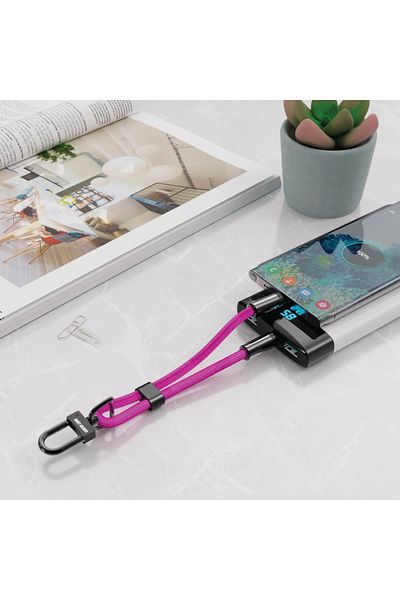 Green Lion Keychain Lanyard Usb-C To Usb-C 60W - Pink