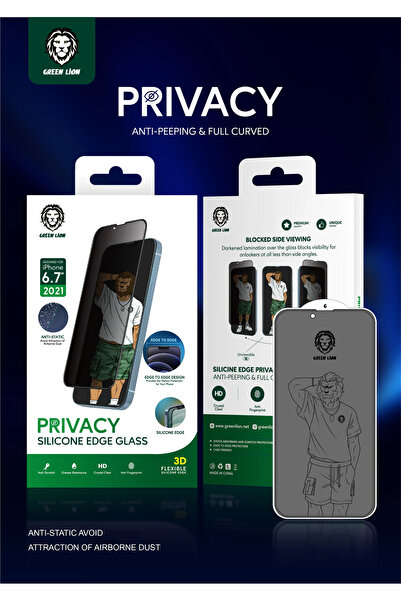 Green Lion واقي شاشة زجاجي ثلاثي الأبعاد من السيليكون للخصوصية لهاتف آيفون 13...
