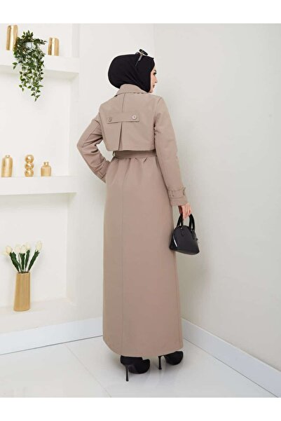 ELBİSHE Tam Boy Sırt Detaylı Trenç  Kot