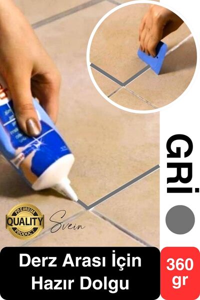 Svein Premium Fayans Arası Gri Hazır Derz Dolgu Gaga Uç Tüp Mermer Mutfak Banyo Zemin Duvar Onarıcı