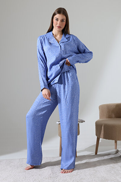 LİKAPA LİKAPASHOP VİSKON JAKARLI UZUN KOL PİJAMA TAKIMI