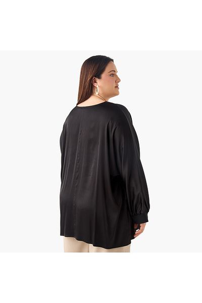 Ulla Popken 34 SLEEVE SATIN V NECK BLOUSE