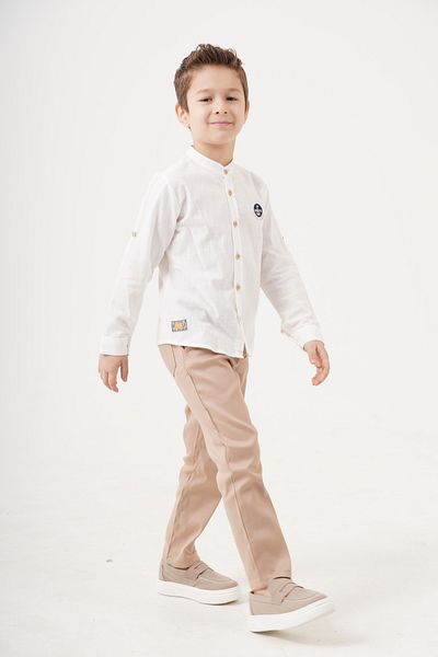Esterella boy/folding sleeve/hatch collar/shirt suit
