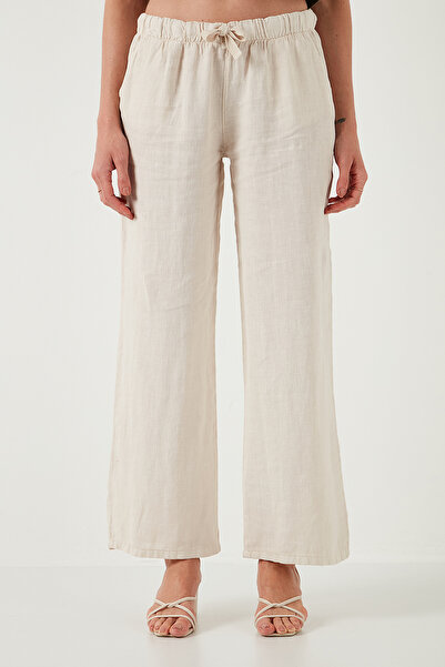 Lela Relaxed Fit Regular Waist Wide Leg Double Pockets Linen Pants Pants 668Yp4991