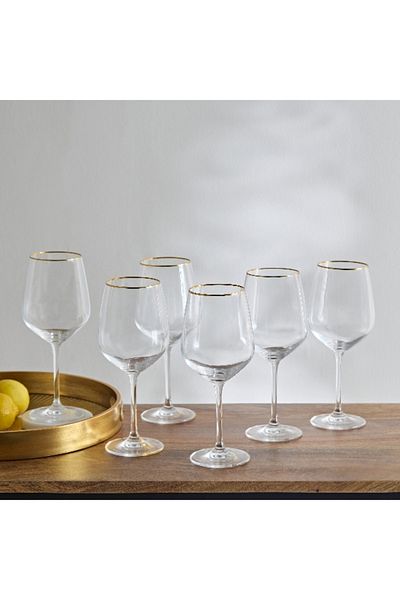 Home Box Royal 6-Piece Crystal Stemware Glass with Rim 610 ml