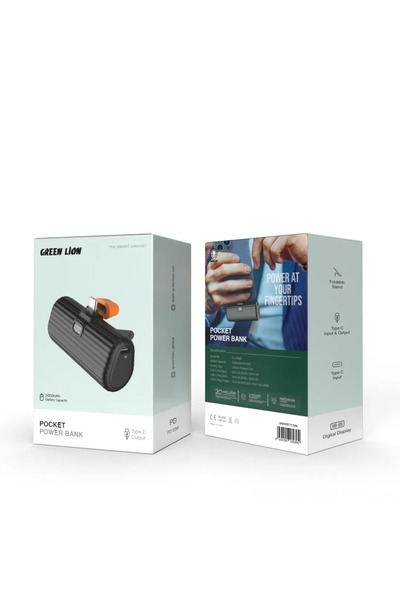 Green Lion باور بانك محمول بمخرج Type C بقوة 5000 مللي أمبير - أسود