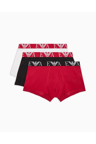 Emporio Armani Men's Cotton Elastic Waist Logo 3-Piece White Boxers Em 000259   Af10778-M0035