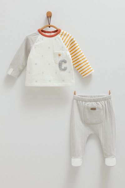 Caramell Baby 100% Cotton Set for Season 2025 - 1-3, 3-6, 6-9, 9-12 Months with Booties and Pocket Detail