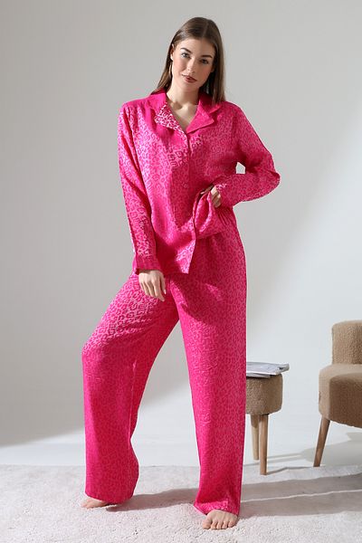 LİKAPA Likapashop Viscose Jacquard Long Sleeve Pyjamas Set