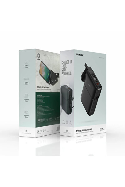 Green Lion Travel Power Bank 10000Mah / Adaptor / Holder - Black