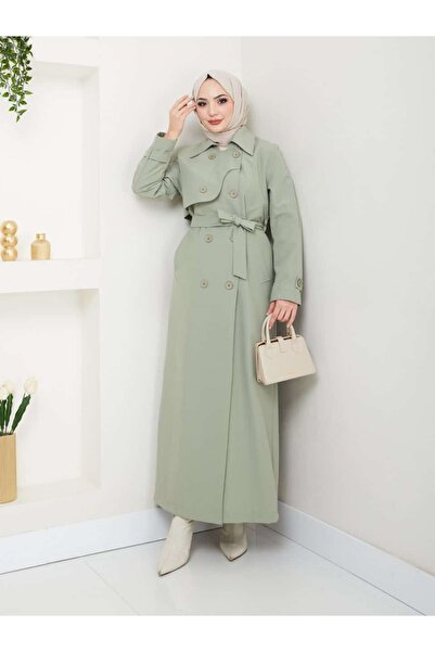 ELBİSHE Tam Boy Sırt Detaylı Trenç  Kot