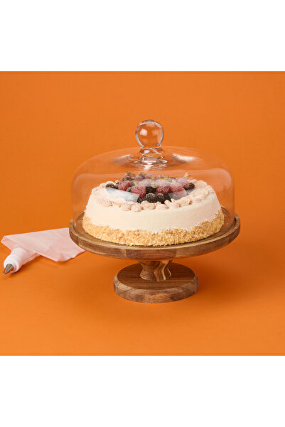 AROW Jos Cam Kek Fanusu - Şeffaf / Kahverengi - 30 cm