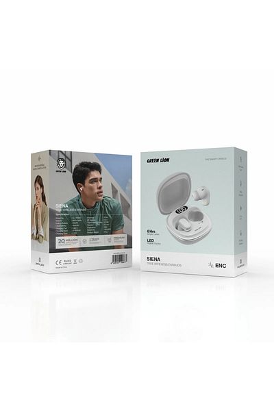 Green Lion سماعات أذن سيينا اللاسلكية الحقيقية - بيضاء