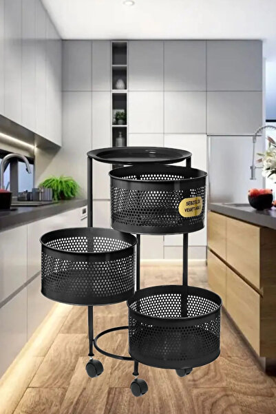 MuratogluHome 3 Katlı Yana Açılır Krem Tekerlekli Patates Soğan Sepeti Sebze ...