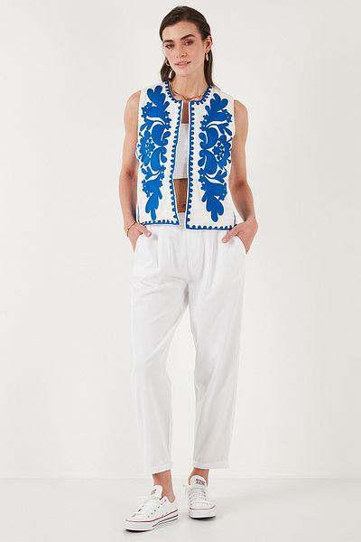 Lela Vestă din bumbac, cu croială normală, cu broderie florală 676238
