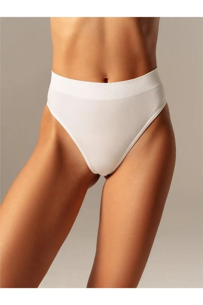 MİSTİRİK Navelli Model Seamless Beli Lastikli Rahat Tanga Külot Beyaz Renk