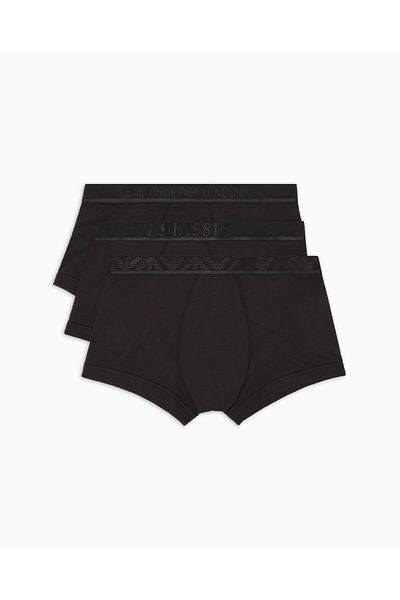 Emporio Armani Men's Elastic Waist Cotton Slim Fit 3-Piece Black Boxer Em 000259   Af10780-Mc061