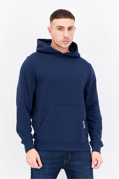 Crosshatch Men Embroidered Logo Long Sleeves Hoodies, Navy Blue