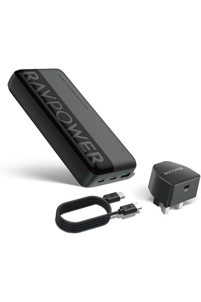 RavPower 3-in-1 Travel Charging Combo, 20000mAh Power Bank, 20W Charger, 60W USB-C to USB-C Cable